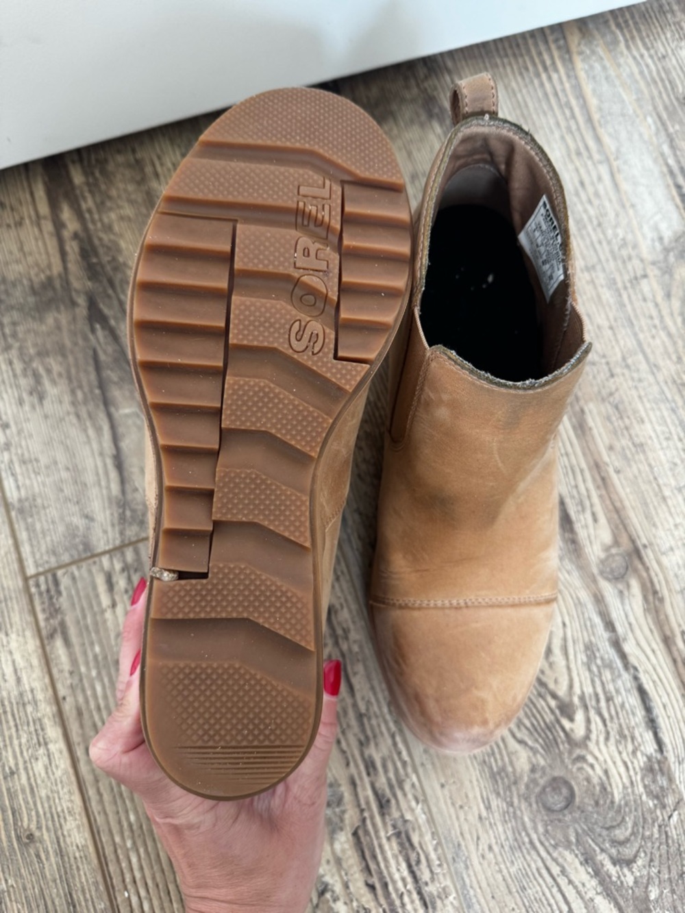 Sorel Women's Evie Pull-On waterproof suede and leather wedge ankle boots - Picture 3 of 4